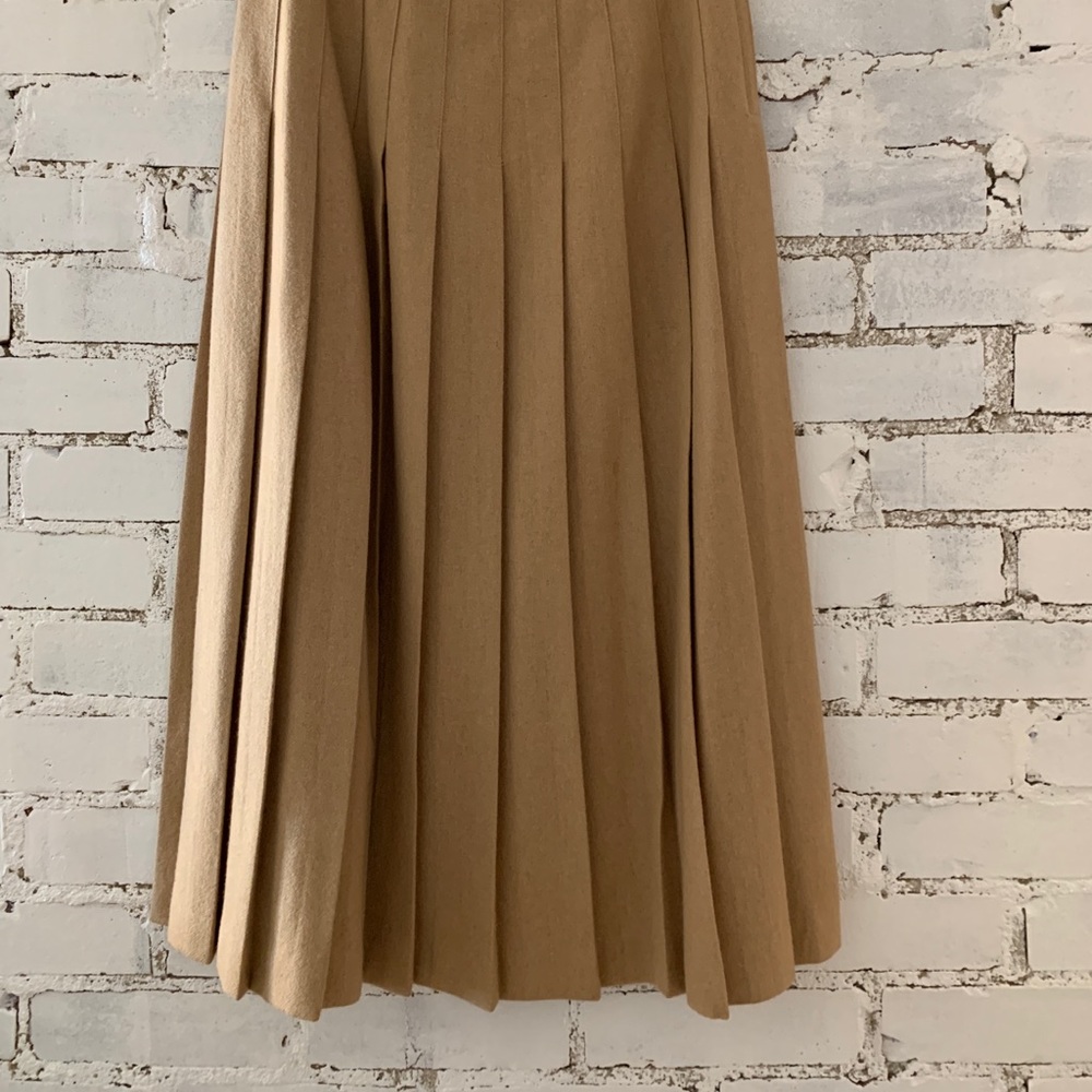 Vintage pleated camel midi skirt